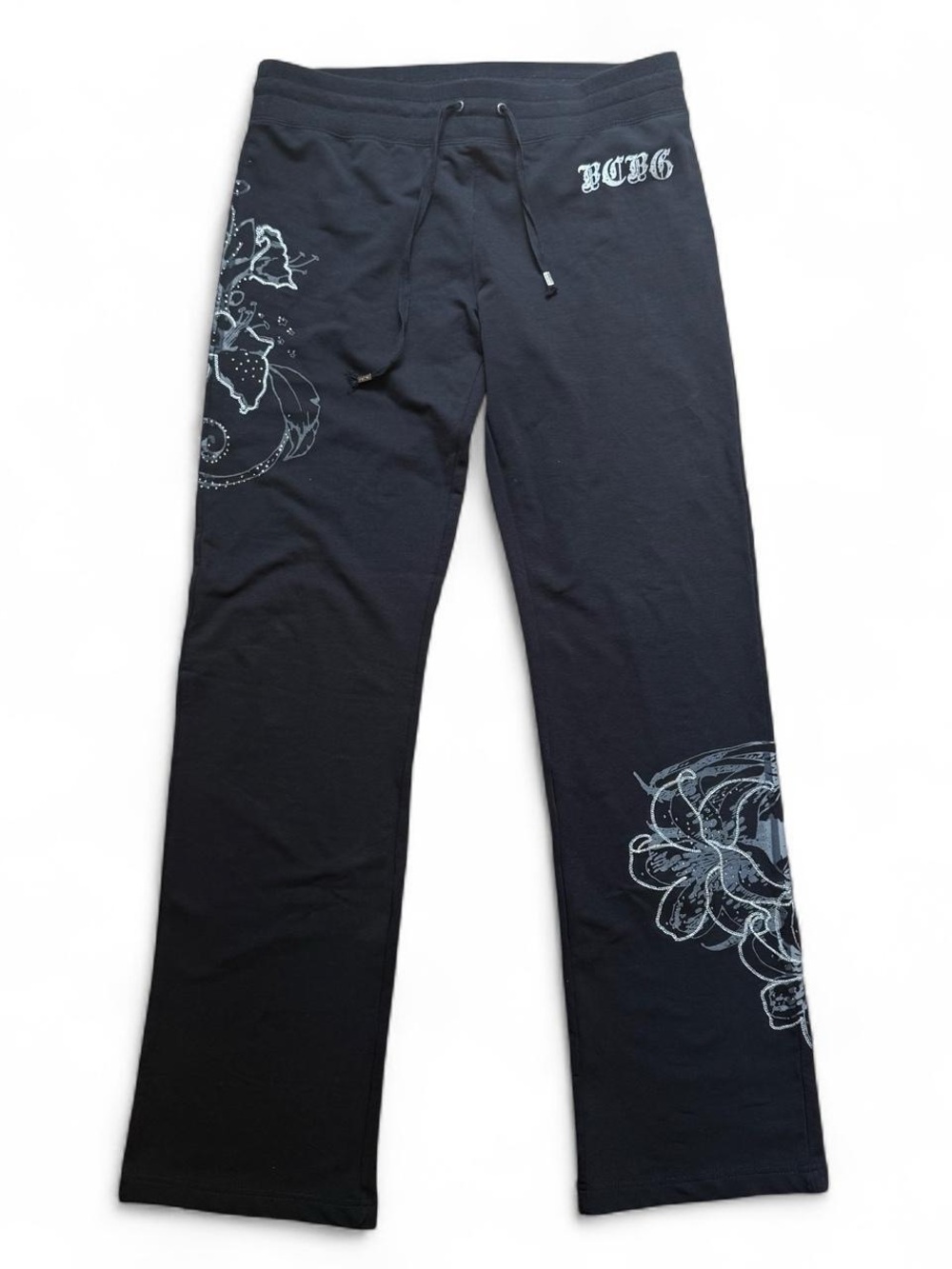 Vintage Y2K BCBG Max Azria Rhinestone Graphic Flare Sweatpants